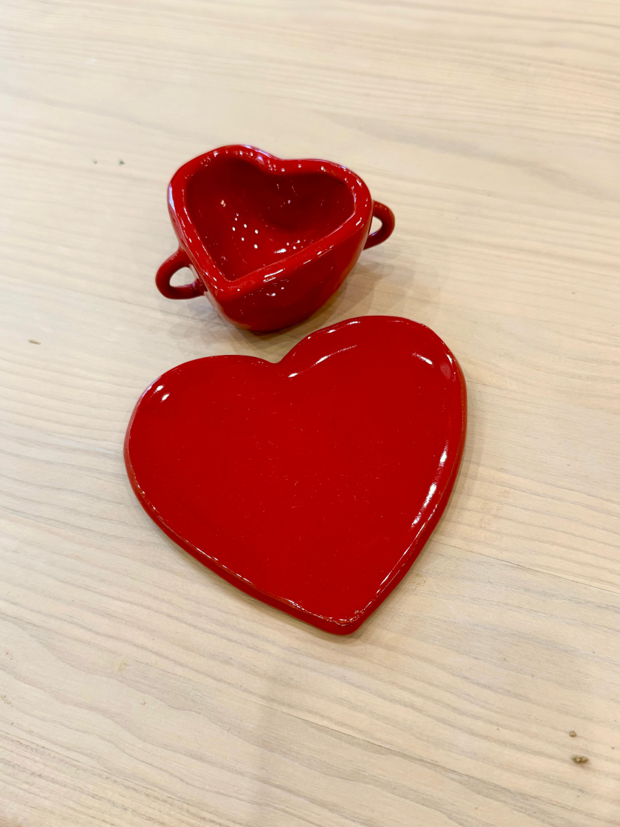 Set de taza y platito para espresso, rojo coral